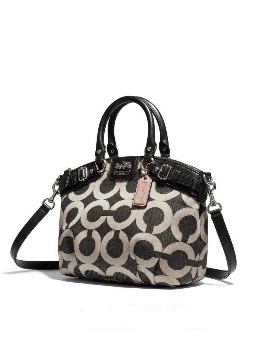 Coach Satchel Top Handle Bag
Medium Black Silver